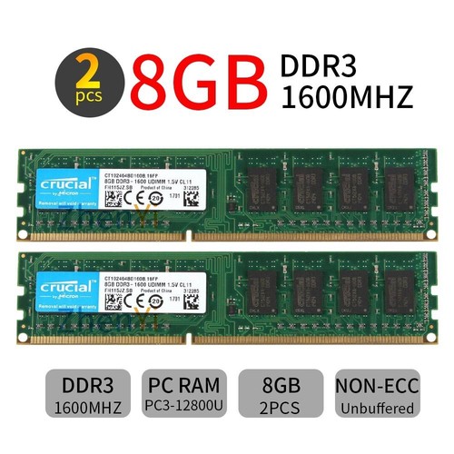 Crucial 16gb 8gb 1600mhz - crucial, 2x